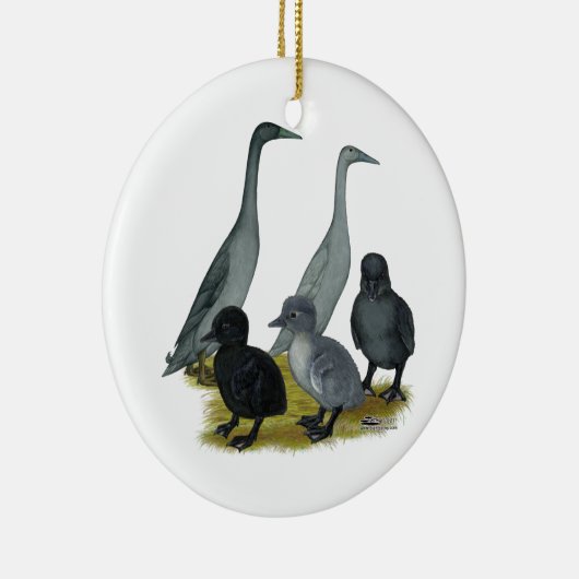 Blue Runner Duck Family Keramisch Ornament (Rechts)