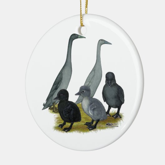 Blue Runner Duck Family Keramisch Ornament (Links)