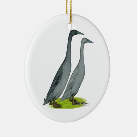 Blue Runner Ducks Keramisch Ornament (Rechts)