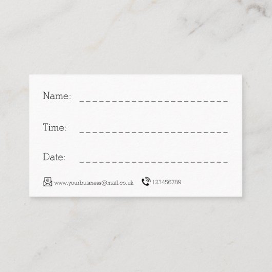 Blue Rush Veterinarian Afsprakenkaartje (Achterkant)