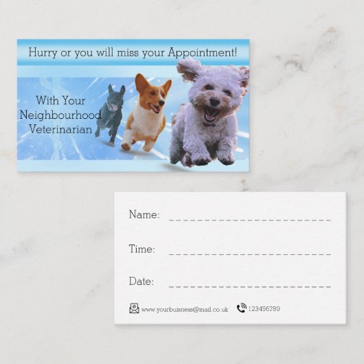 Blue Rush Veterinarian Afsprakenkaartje (Voorkant / Achterkant)