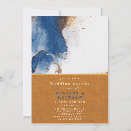 Blue Rust Copper Agate Wedding Shower Invite (Voorkant)