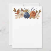 Blue Rust Floral Boho Wedding Invitation Kaart (Achterkant)