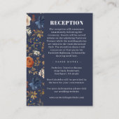 Blue Rust Floral Reception Directions Wedding Informatiekaartje (Achterkant)