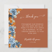 Blue Rust Terracotta Bruiloft Officiant Dank u Bedankkaart (Voorkant)