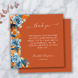 Blue Rust Terracotta Bruiloft Officiant Dank u Bedankkaart