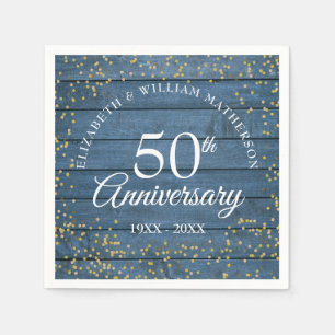 Blue Rustic 50th Jubileum Gold Dust Confetti Servet