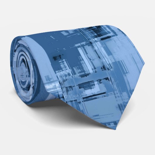 Blue Rustic Abstract Pattern Stropdas (Opgerold)