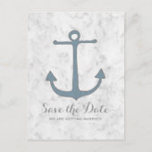 Blue Rustic Anchor Save the Date Briefkaart (Voorkant)