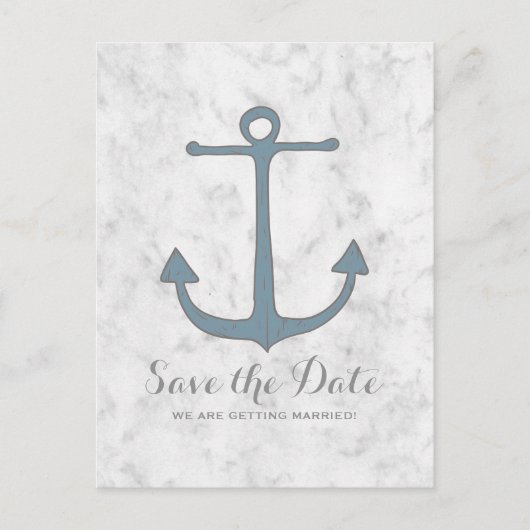 Blue Rustic Anchor Save the Date Briefkaart (Voorkant)