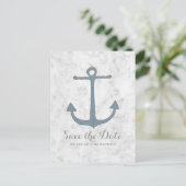 Blue Rustic Anchor Save the Date Briefkaart (Staand voorkant)