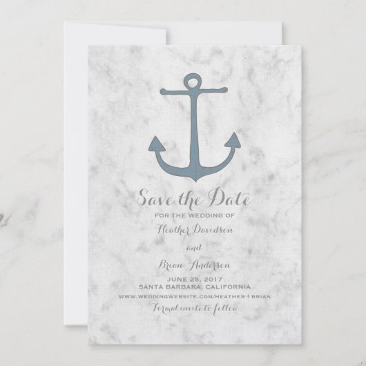 Blue Rustic Anchor Save the Date Invite (Voorkant)