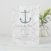Blue Rustic Anchor Save the Date Invite (Staand voorkant)
