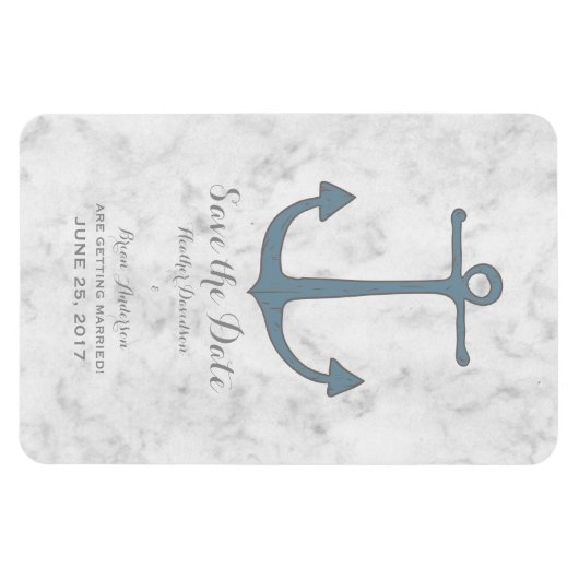 Blue Rustic Anchor Save the Date Magneet (Horizontaal)