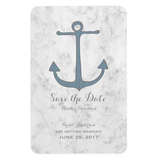 Blue Rustic Anchor Save the Date Magneet (Verticaal)