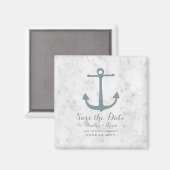Blue Rustic Anchor Save the Date Magneet (Voorkant / Achterkant)