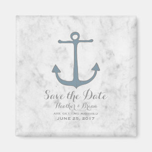 Blue Rustic Anchor Save the Date Magneet