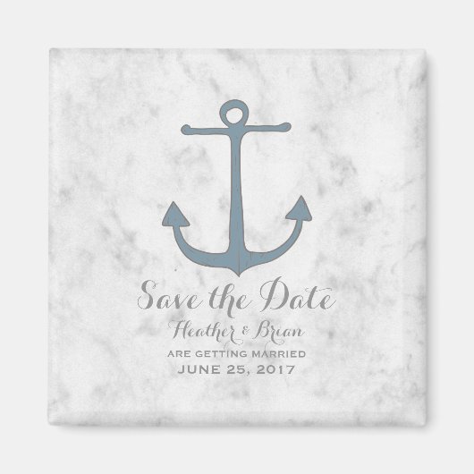 Blue Rustic Anchor Save the Date Magneet (Voorkant)