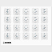 Blue Rustic Anchor Save the Date Vierkante Sticker (Vel)