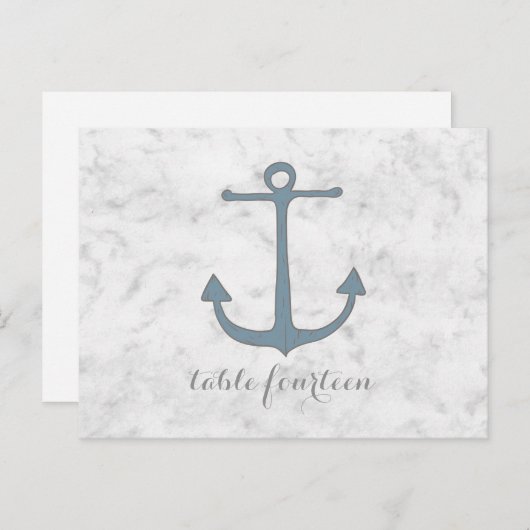 Blue Rustic Anchor Table Number Briefkaart (Voorkant / Achterkant)