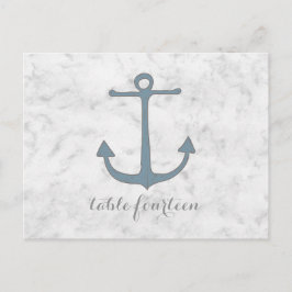 Blue Rustic Anchor Table Number Briefkaart