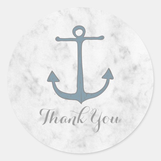 Blue Rustic Anchor Wedding Bedankt Ronde Sticker (Voorkant)