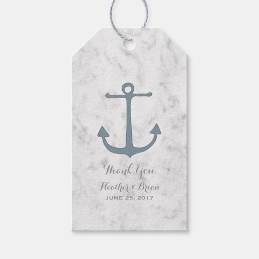 Blue Rustic Anchor Wedding Cadeaulabel (Voorkant)
