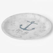 Blue Rustic Anchor Wedding Papieren Bordje (Gekanteld)