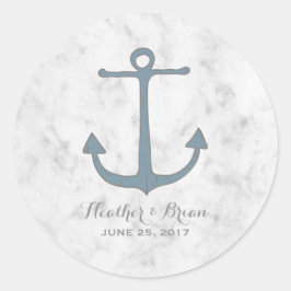 Blue Rustic Anchor Wedding Ronde Sticker