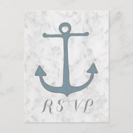 Blue Rustic Anchor Wedding RSVP Briefkaart