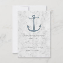 Blue Rustic Anchor Wedding RSVP Kaart