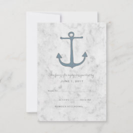 Blue Rustic Anchor Wedding RSVP Kaart