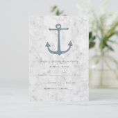 Blue Rustic Anchor Wedding RSVP Kaart (Staand voorkant)
