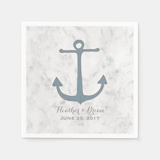 Blue Rustic Anchor Wedding Servetten (Voorkant)