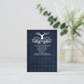 Blue Rustic Antler Deer Woodland Wedding Informatiekaartje (Staand voorkant)