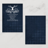 Blue Rustic Antler Deer Woodland Wedding Informatiekaartje (Voorkant / Achterkant)