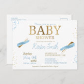 Blue Rustic Baby Boy Douche Uitnodigingen (Voorkant / Achterkant)