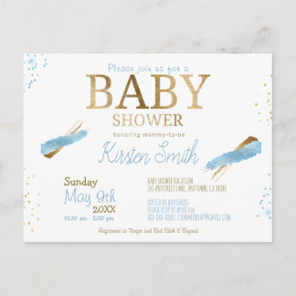 Blue Rustic Baby Boy Douche Uitnodigingen