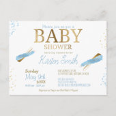Blue Rustic Baby Boy Douche Uitnodigingen (Voorkant)