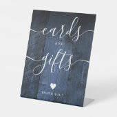 Blue Rustic Barn Wood Script Kaarten en geschenken Reclamebord Met Voetstuk (Voorkant)