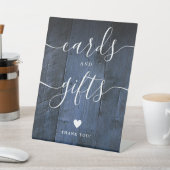 Blue Rustic Barn Wood Script Kaarten en geschenken Reclamebord Met Voetstuk (Insitu)