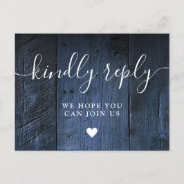 Blue Rustic Barn Wood Song Request RSVP Briefkaart