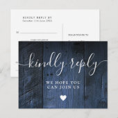 Blue Rustic Barn Wood Song Request RSVP Briefkaart (Voorkant / Achterkant)