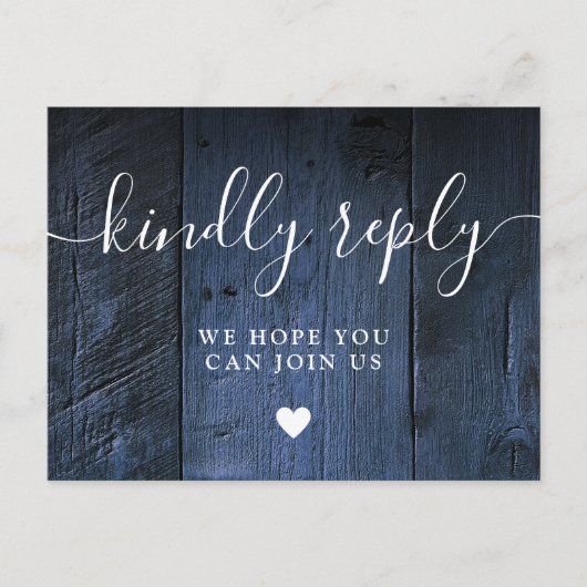 Blue Rustic Barn Wood Song Request RSVP Briefkaart (Voorkant)