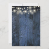 Blue Rustic Barn Wood String Lights Wedding Kaart (Achterkant)