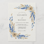 Blue Rustic Botanical Wedding Kaart (Voorkant)