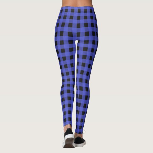 Blue Rustic Buffalo Plaid Lumberjack Check Leggings (Achterkant)
