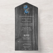 Blue Rustic Butterfly All in One Wedding Invite All In One Uitnodiging (Binnen)