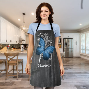 Blue Rustic Butterfly gepersonaliseerd Apron Schort