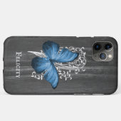 Blue Rustic Butterfly, gepersonaliseerd Case-Mate iPhone Case (Achterkant (horizontaal))